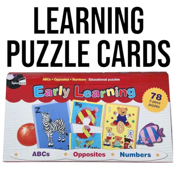 Early Learning (78) 2-Piece Puzzles ABCs Opposites Numbers Educational Toys Card - Picture 1 of 14